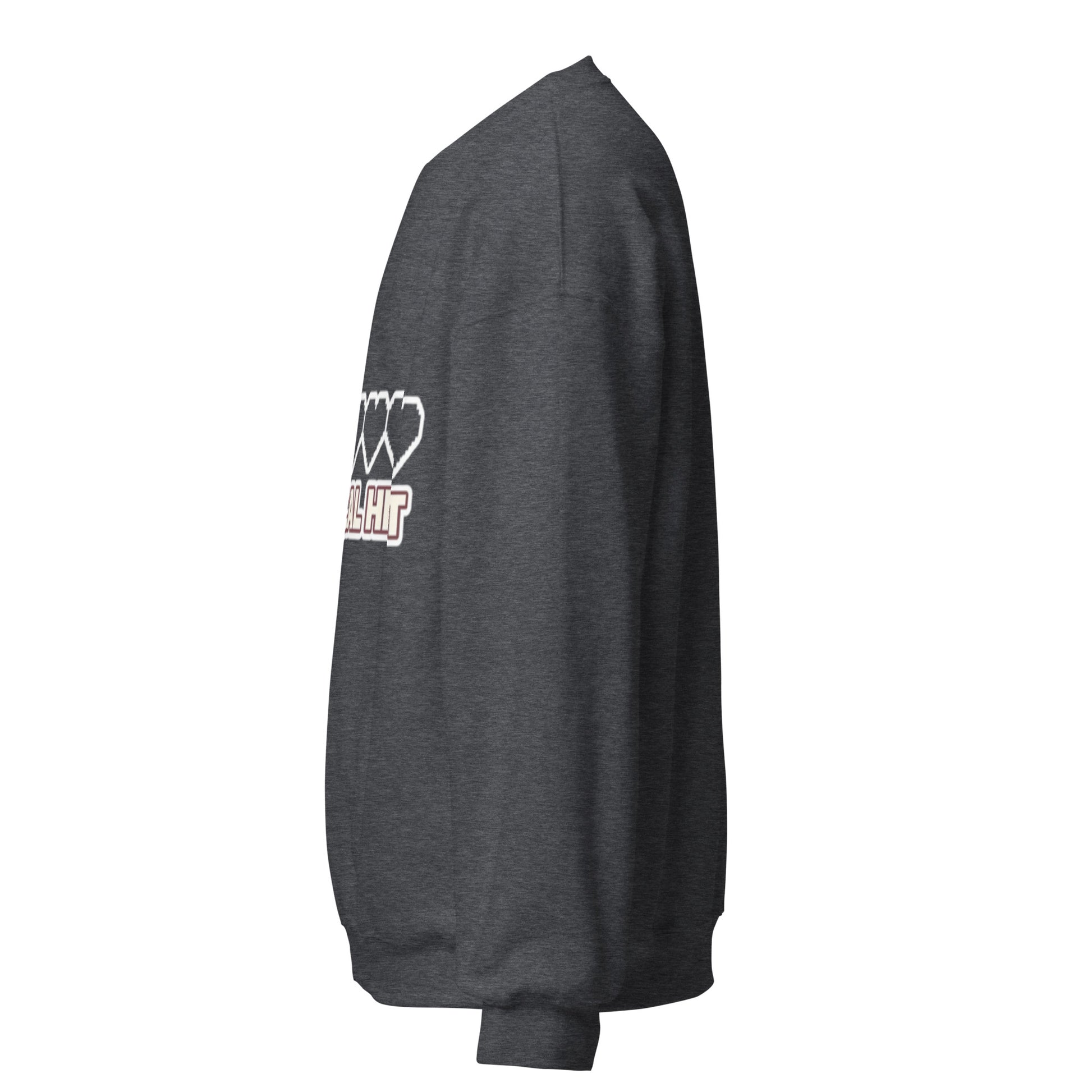 Crit Hit unisex crewneck dark heather left