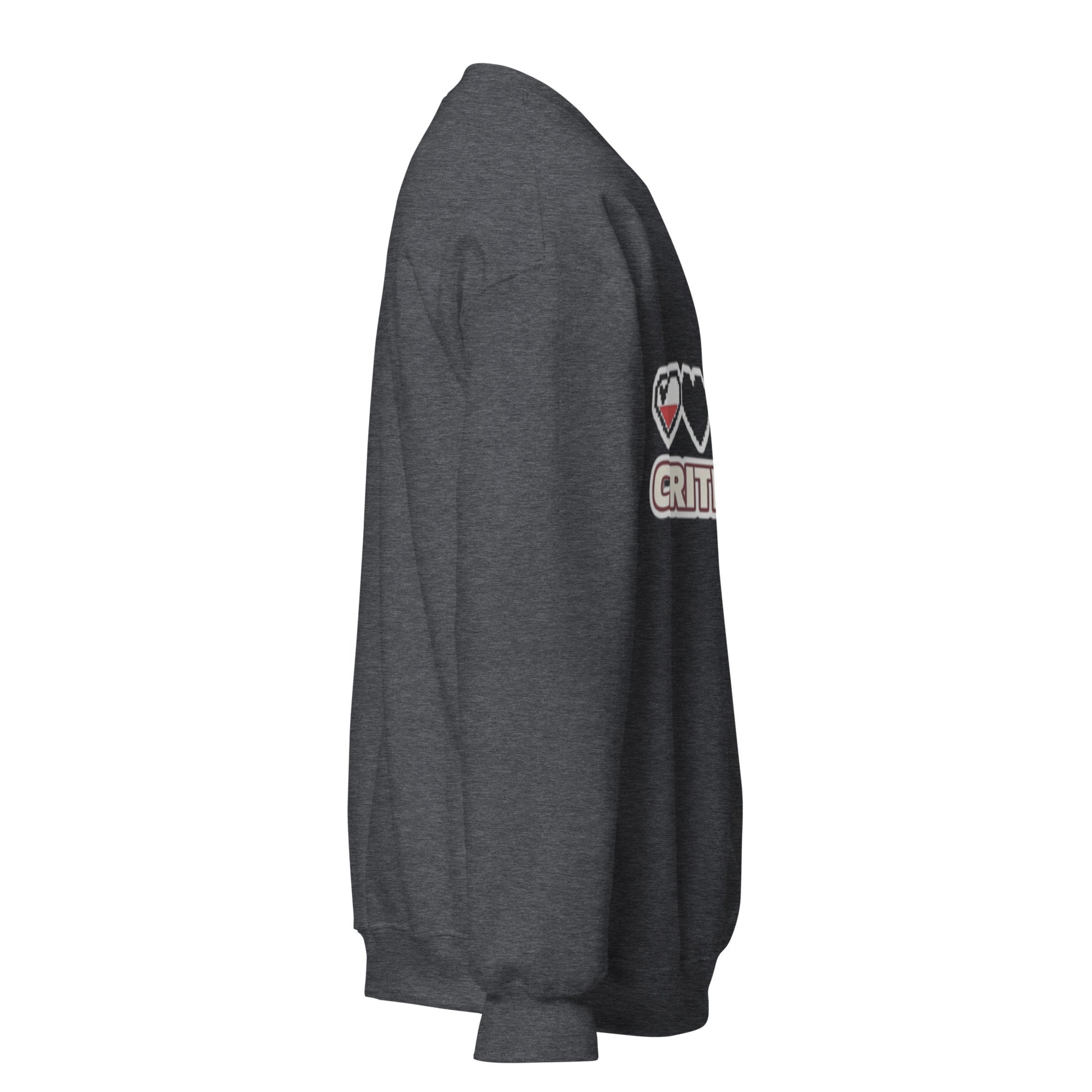 Crit Hit unisex crewneck dark heather right