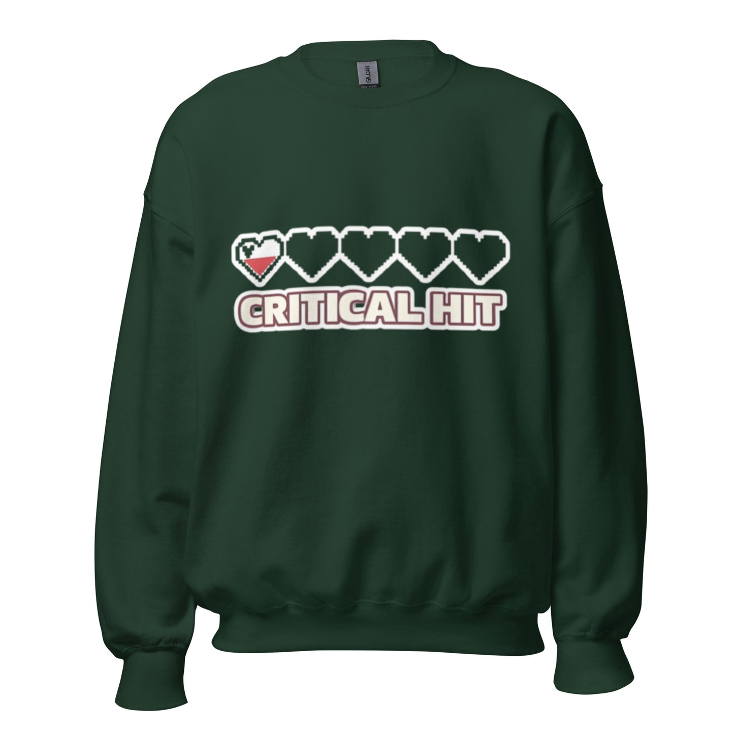 Crit Hit unisex crewneck forest green front