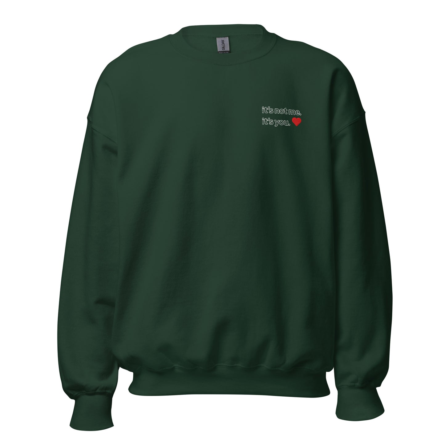 It's Not Me embroidered crewneck forest green front
