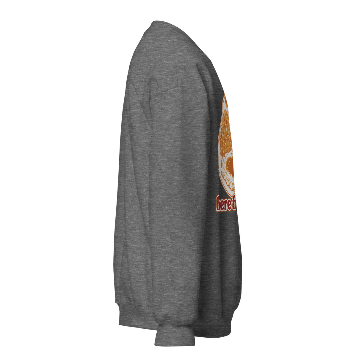 Here for the Sides unisex crewneck in graphite heather, right side view