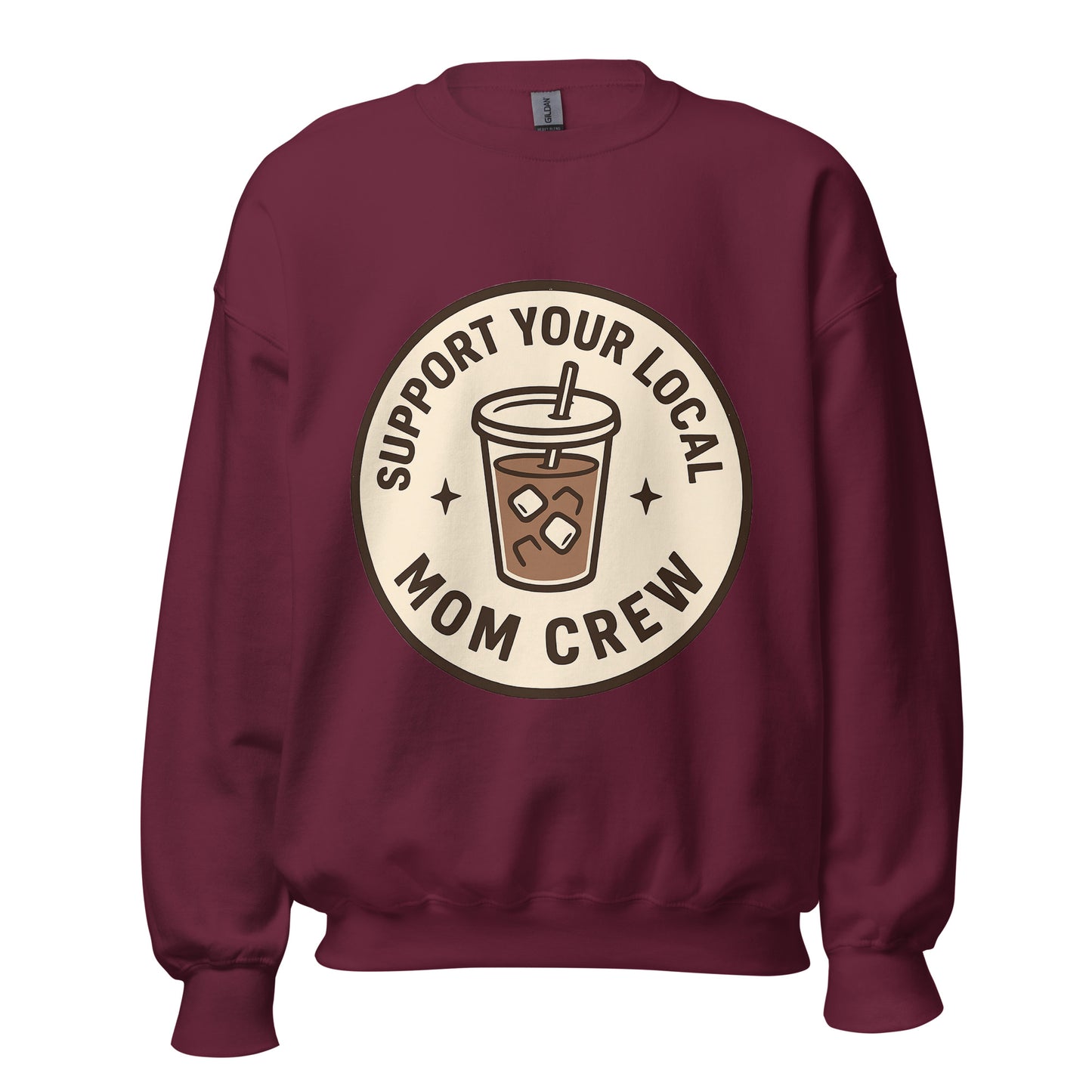Mom Crew unisex crewneck maroon front
