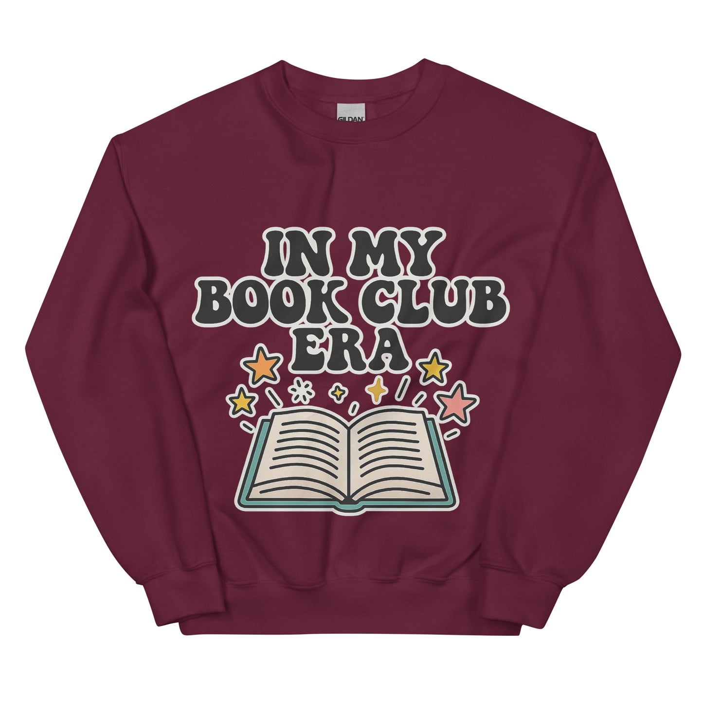 Book Club Era unisex crewneck maroon front