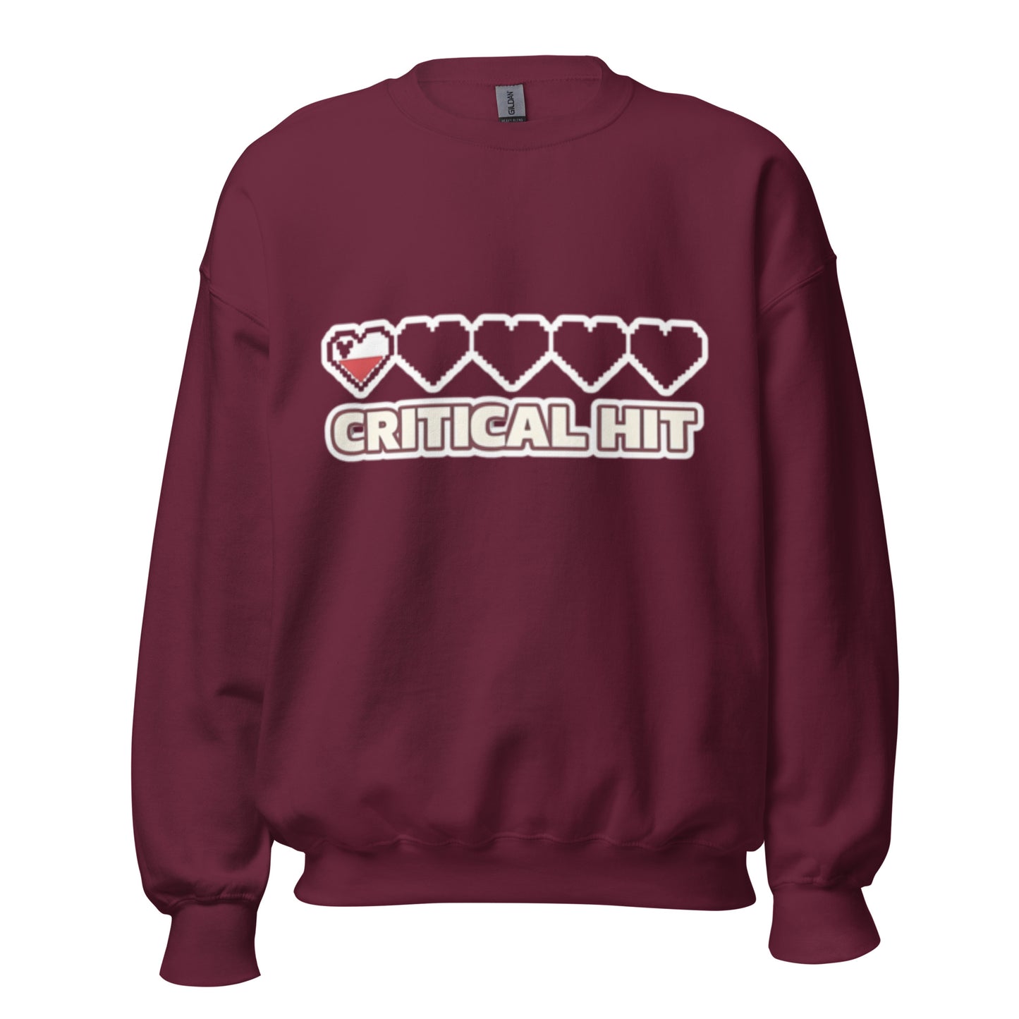 Crit Hit unisex crewneck maroon front