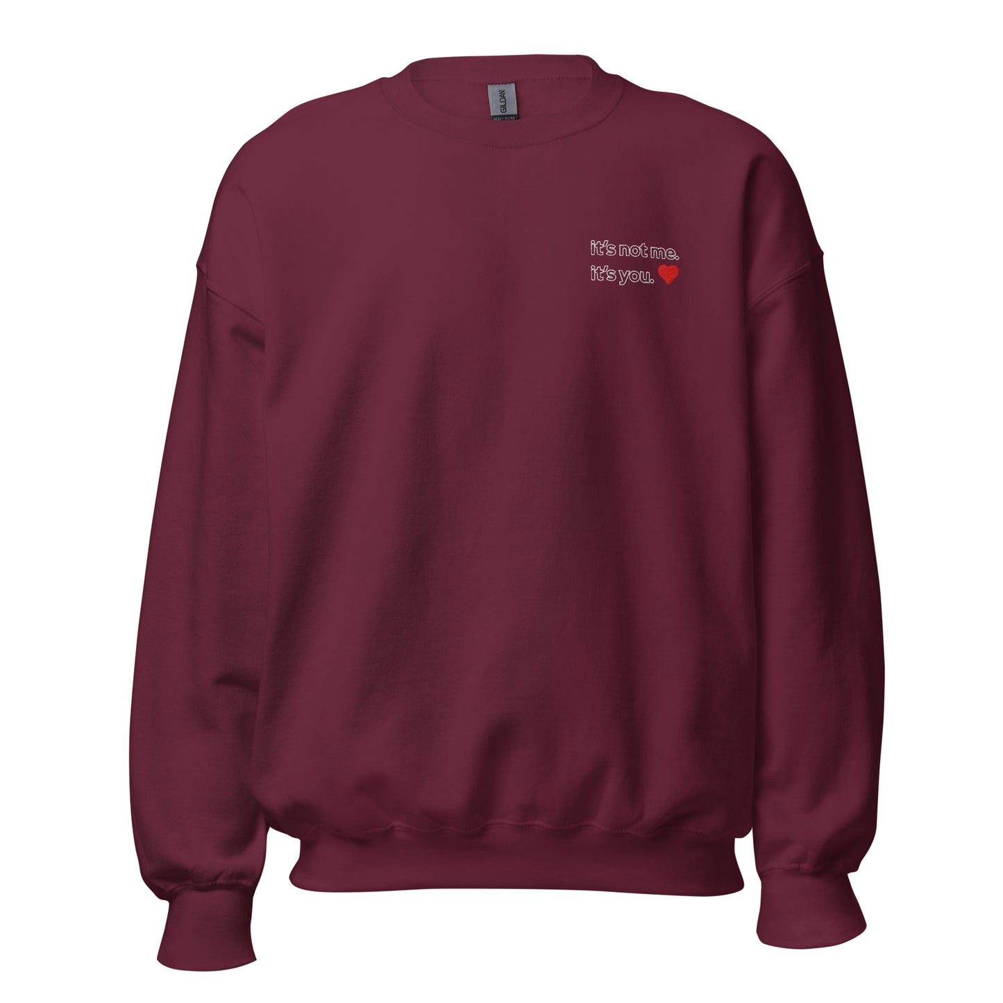 It's Not Me embroidered crewneck maroon front
