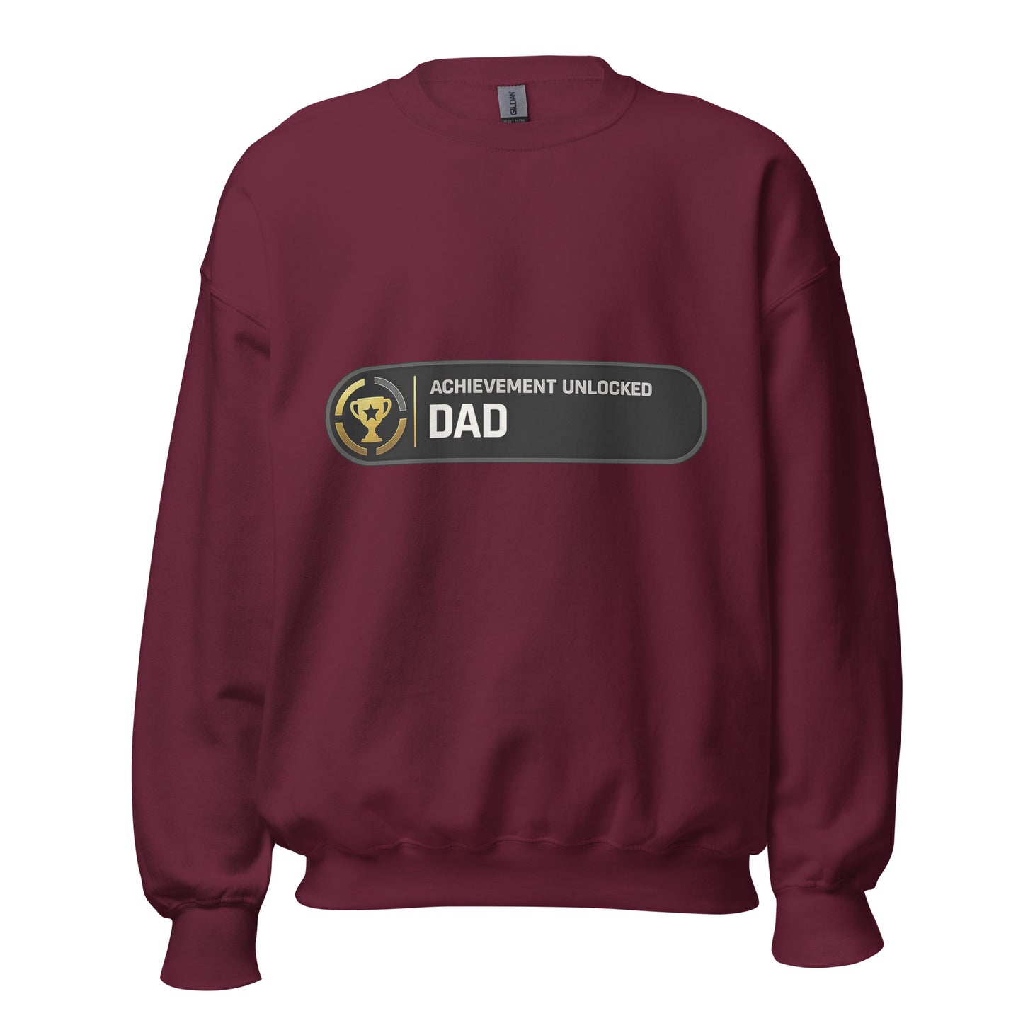 Achievement Unlocked Dad Xbox crewneck maroon front