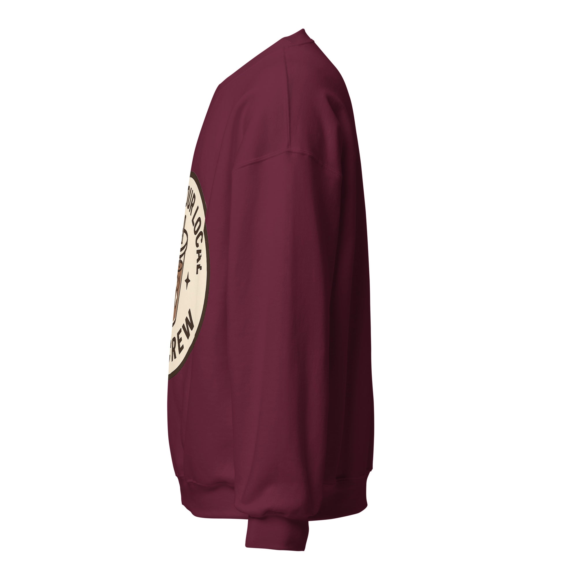 Mom Crew unisex crewneck maroon left