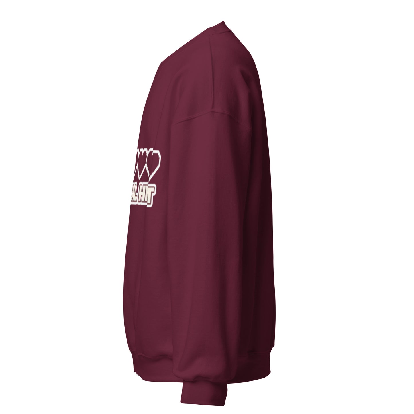Crit Hit unisex crewneck maroon left