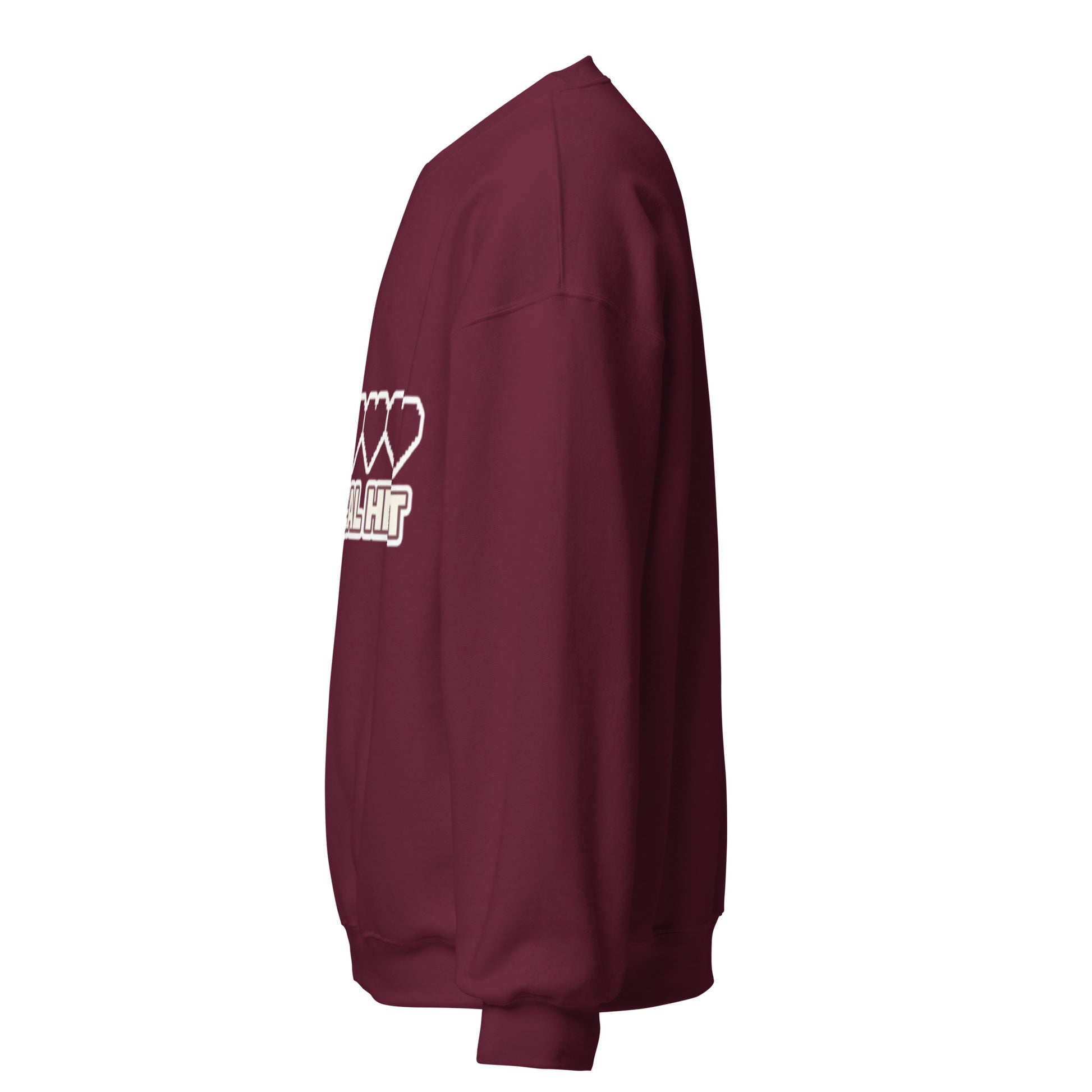 Crit Hit unisex crewneck maroon left