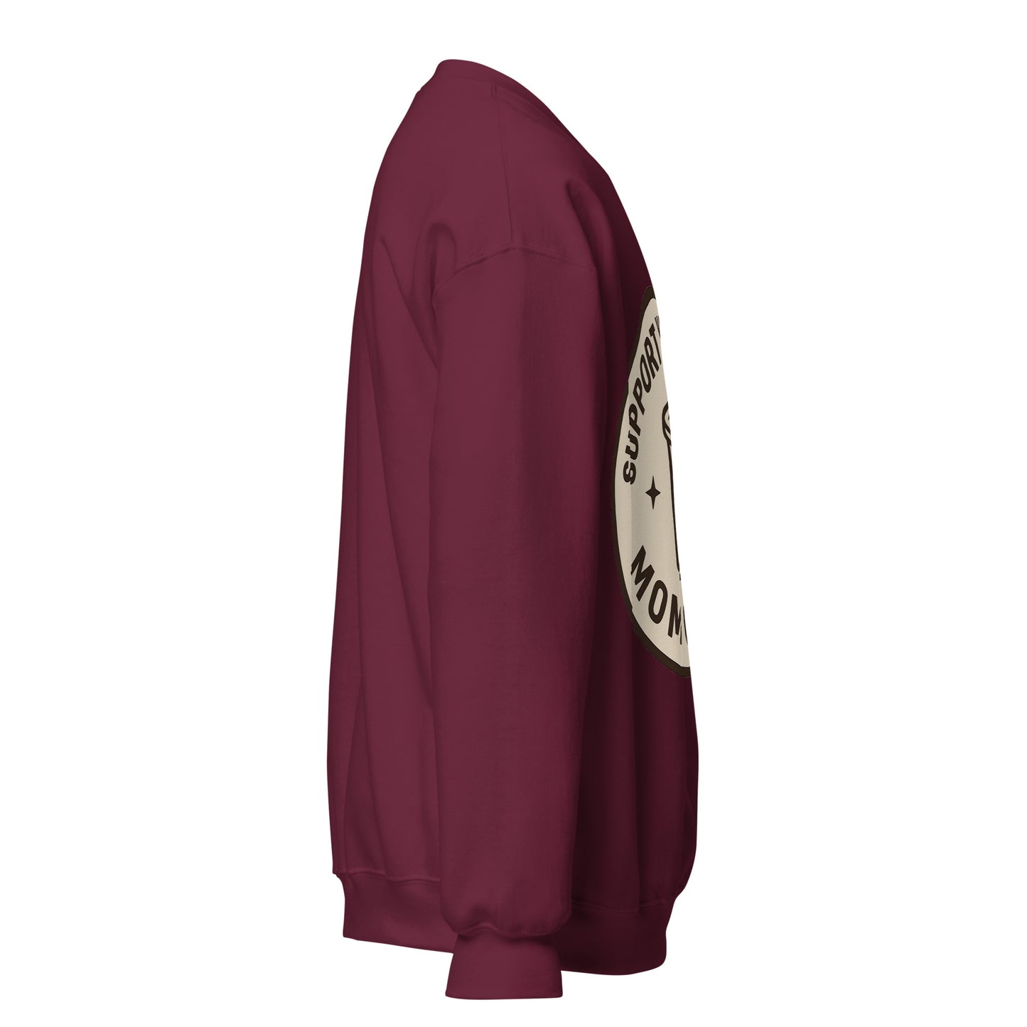 Mom Crew unisex crewneck maroon right