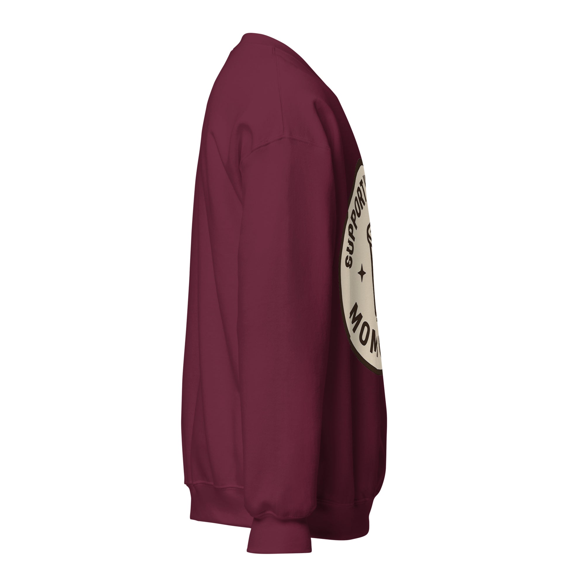 Mom Crew unisex crewneck maroon right