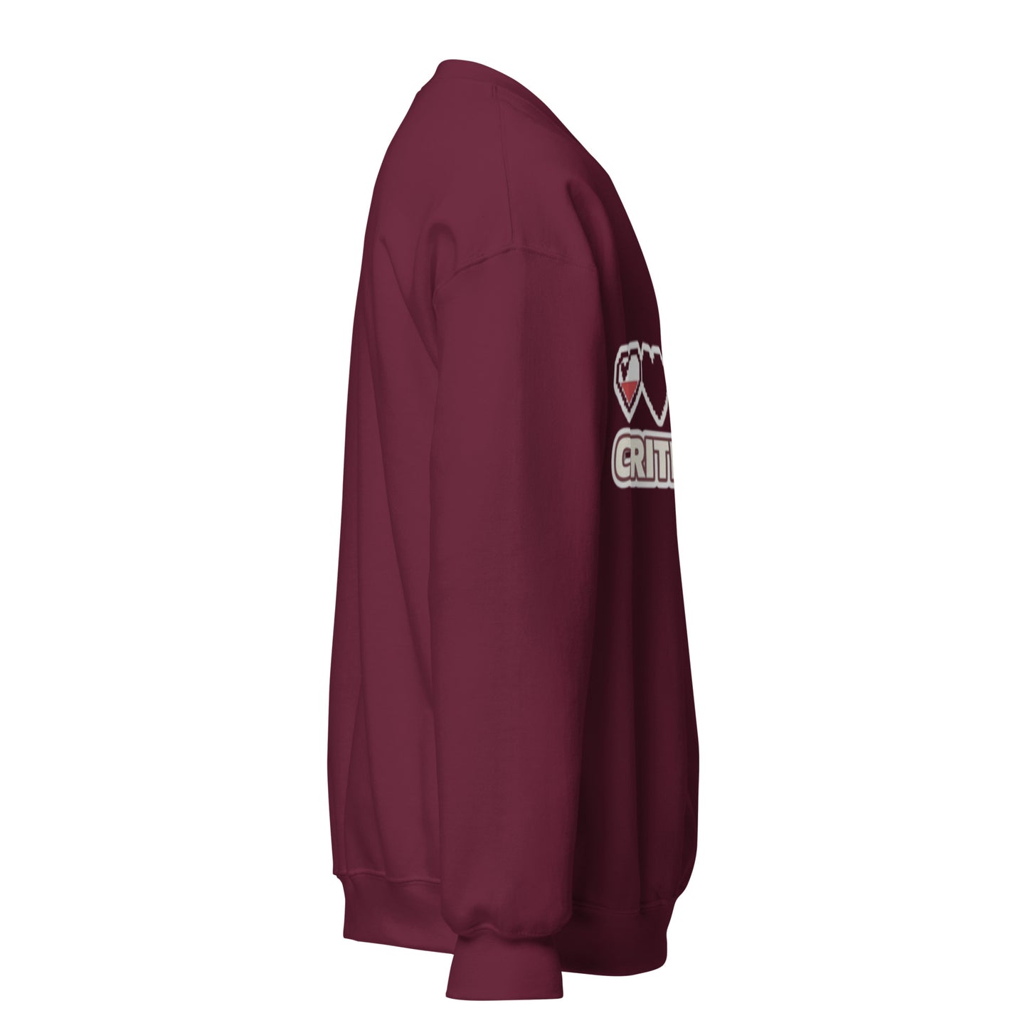 Crit Hit unisex crewneck maroon right