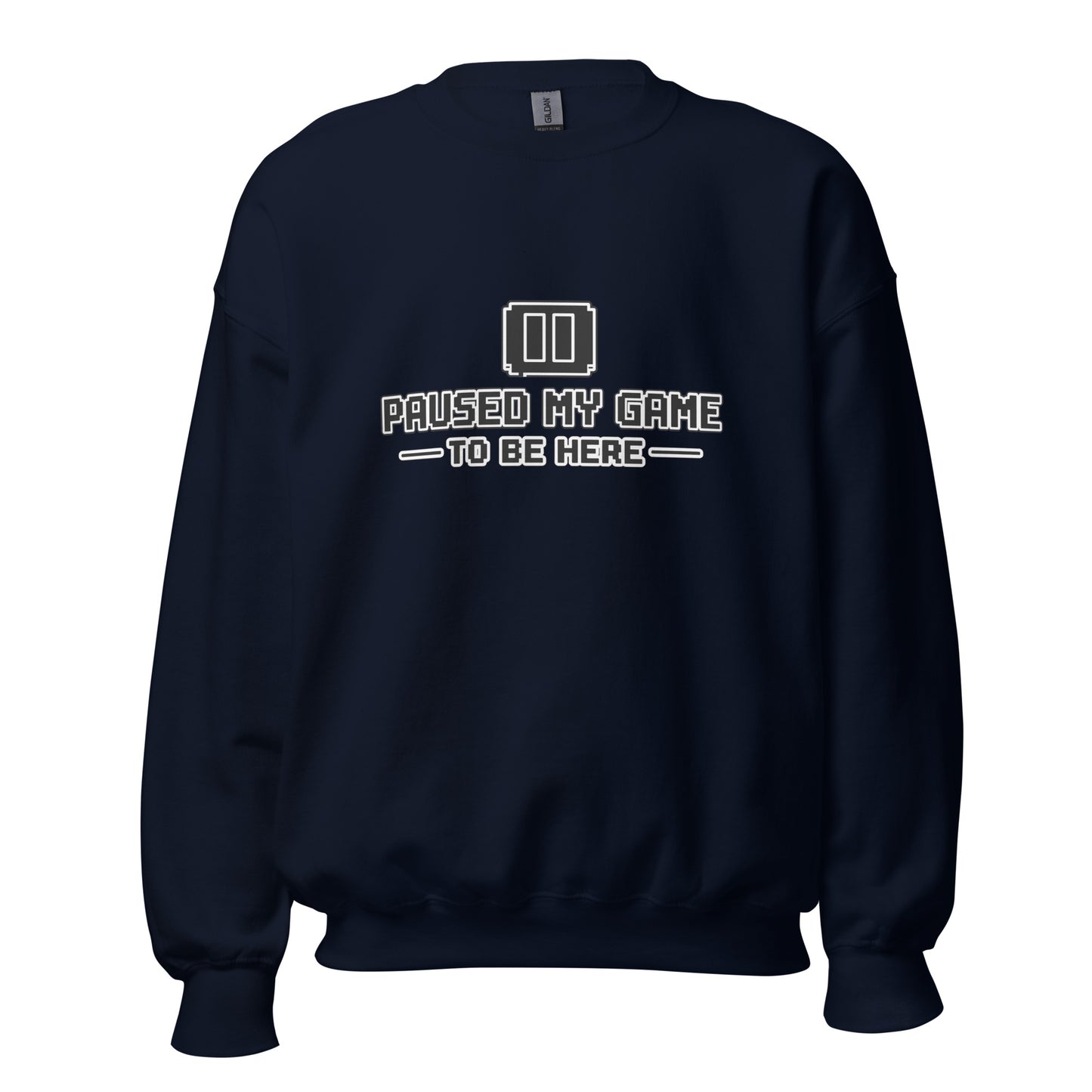 Paused My Game gamer dad crewneck navy front