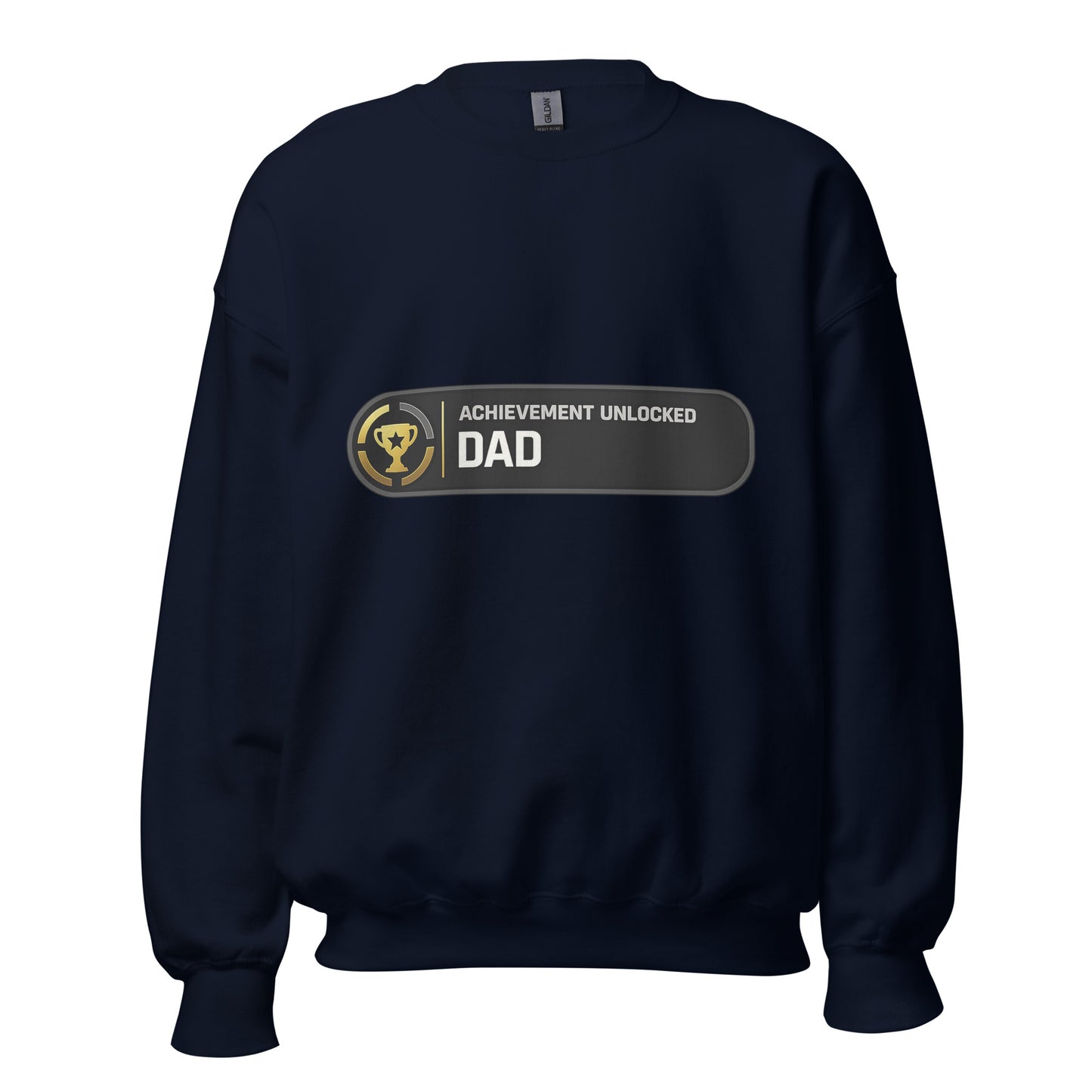 Achievement Unlocked Dad Xbox crewneck navy front