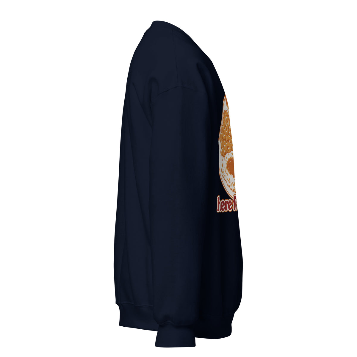 Here for the Sides unisex crewneck in navy, right side view