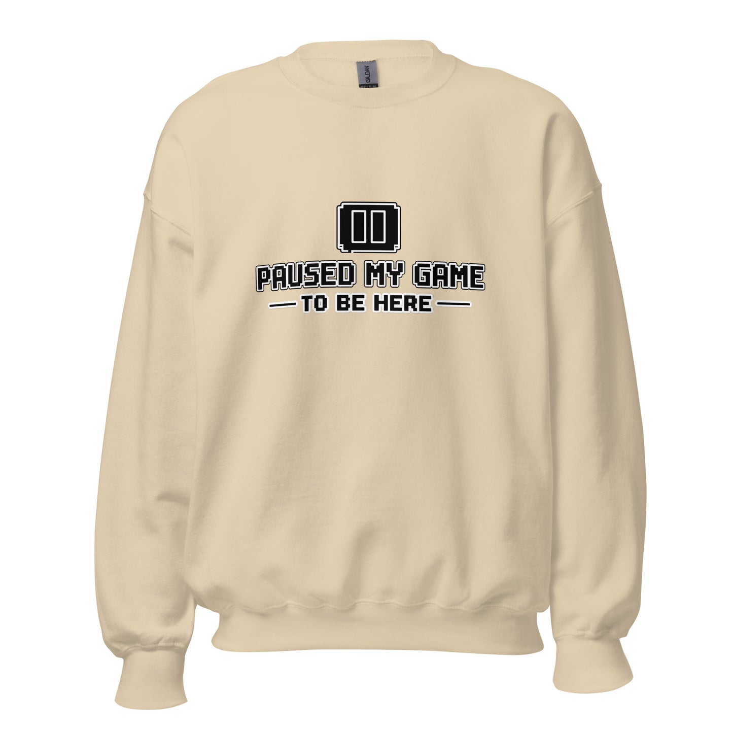 Paused My Game gamer dad crewneck sand front