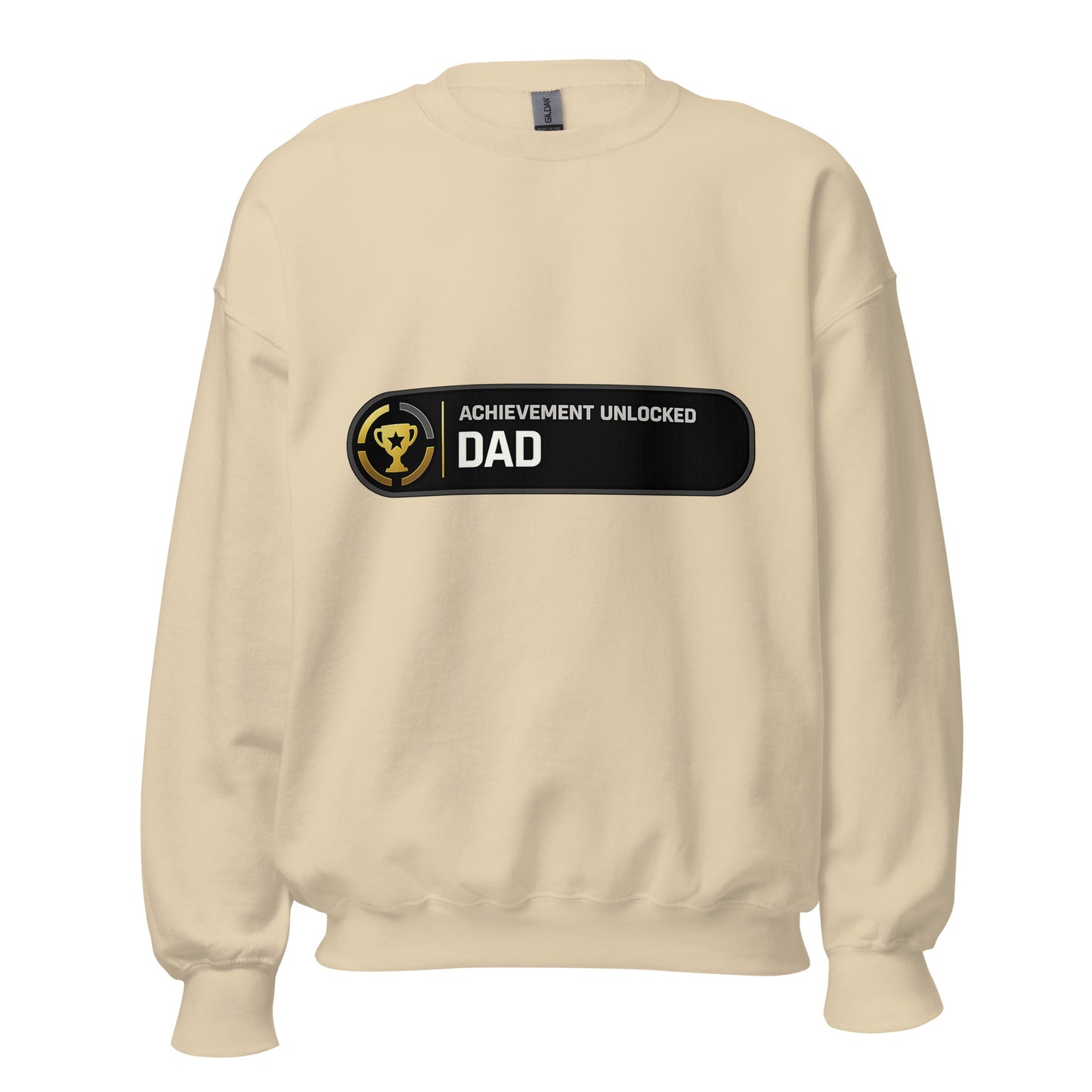 Achievement Unlocked Dad Xbox crewneck sand front