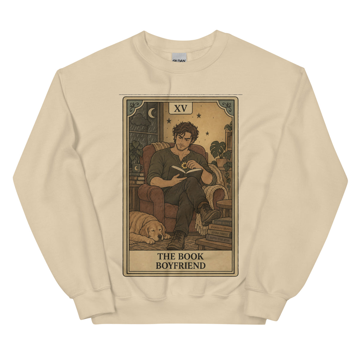 Book Boyfriend tarot card unisex crewneck in sand