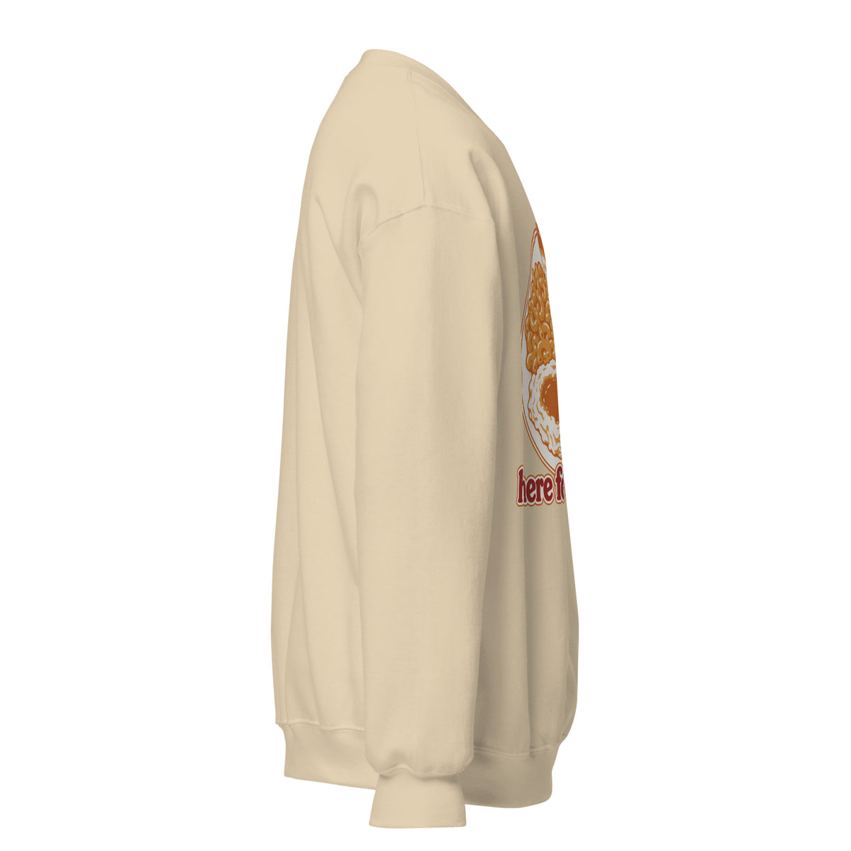 Here for the Sides unisex crewneck in sand, right side view