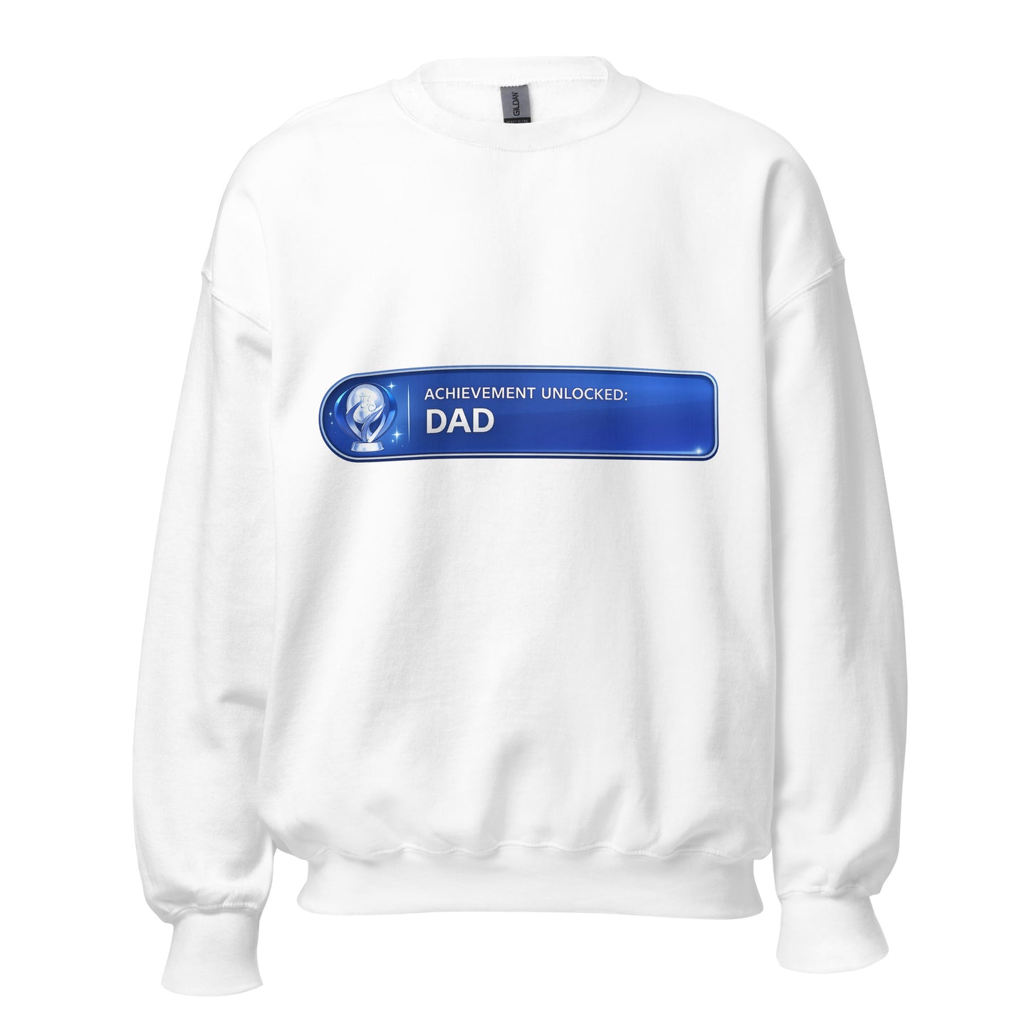 Achievement Unlocked Dad PlayStation crewneck white front