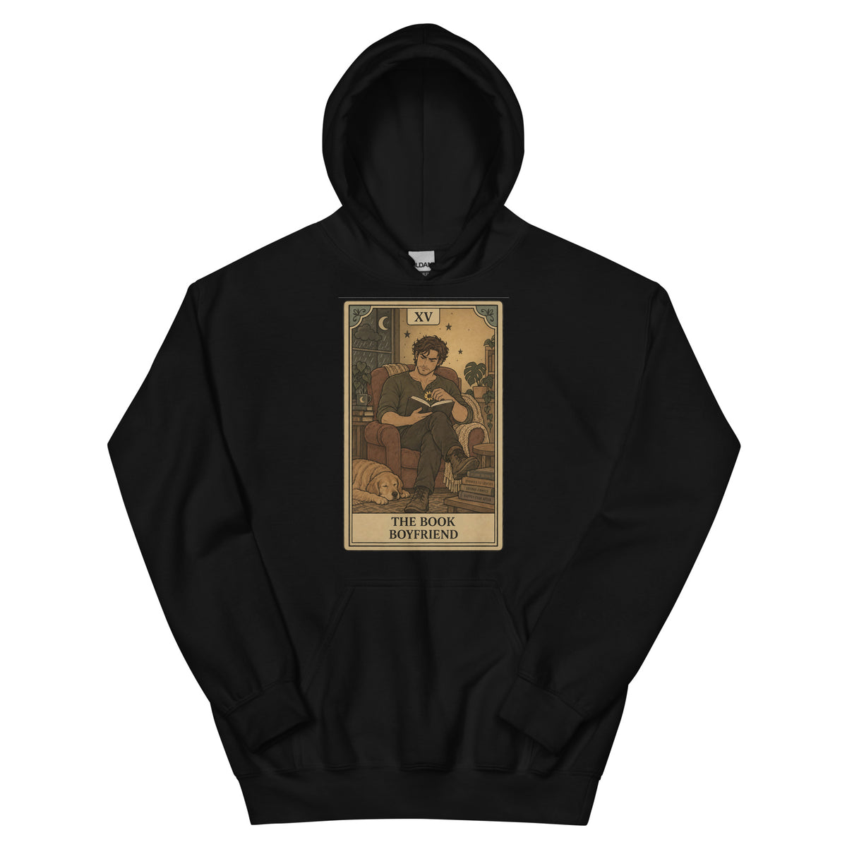 Book Boyfriend tarot card unisex hoodie in black