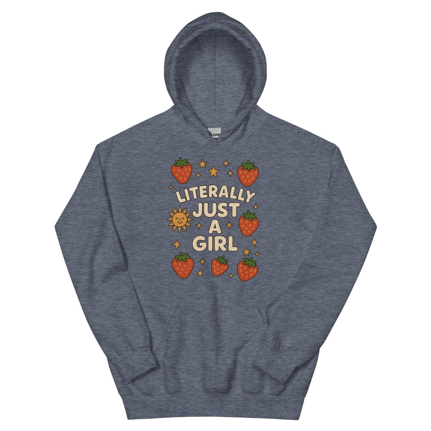 Just a Girl unisex hoodie heather sport dark navy front