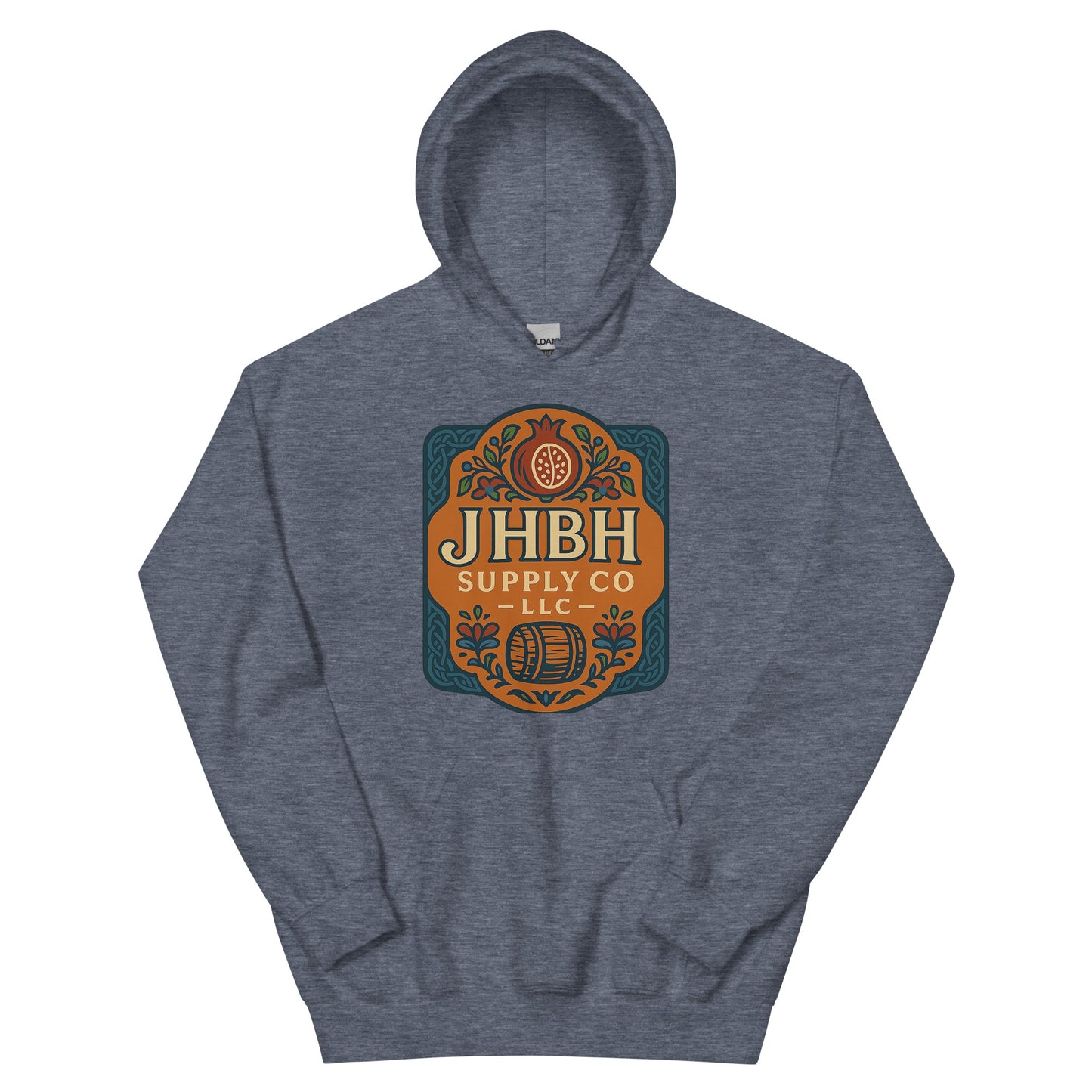 JHBH unisex hoodie heather sport dark navy front