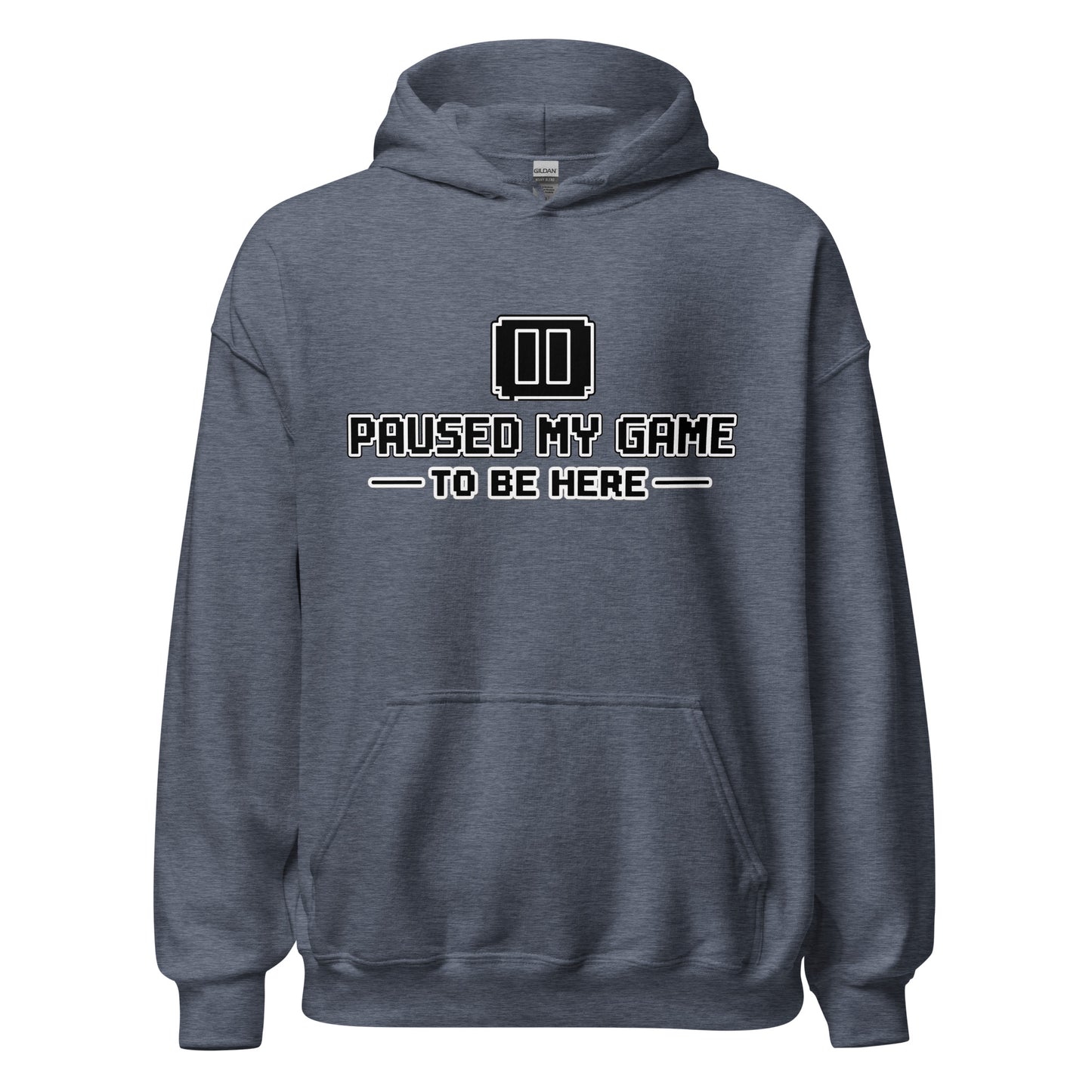 Paused My Game gamer dad hoodie heather sport dark navy front