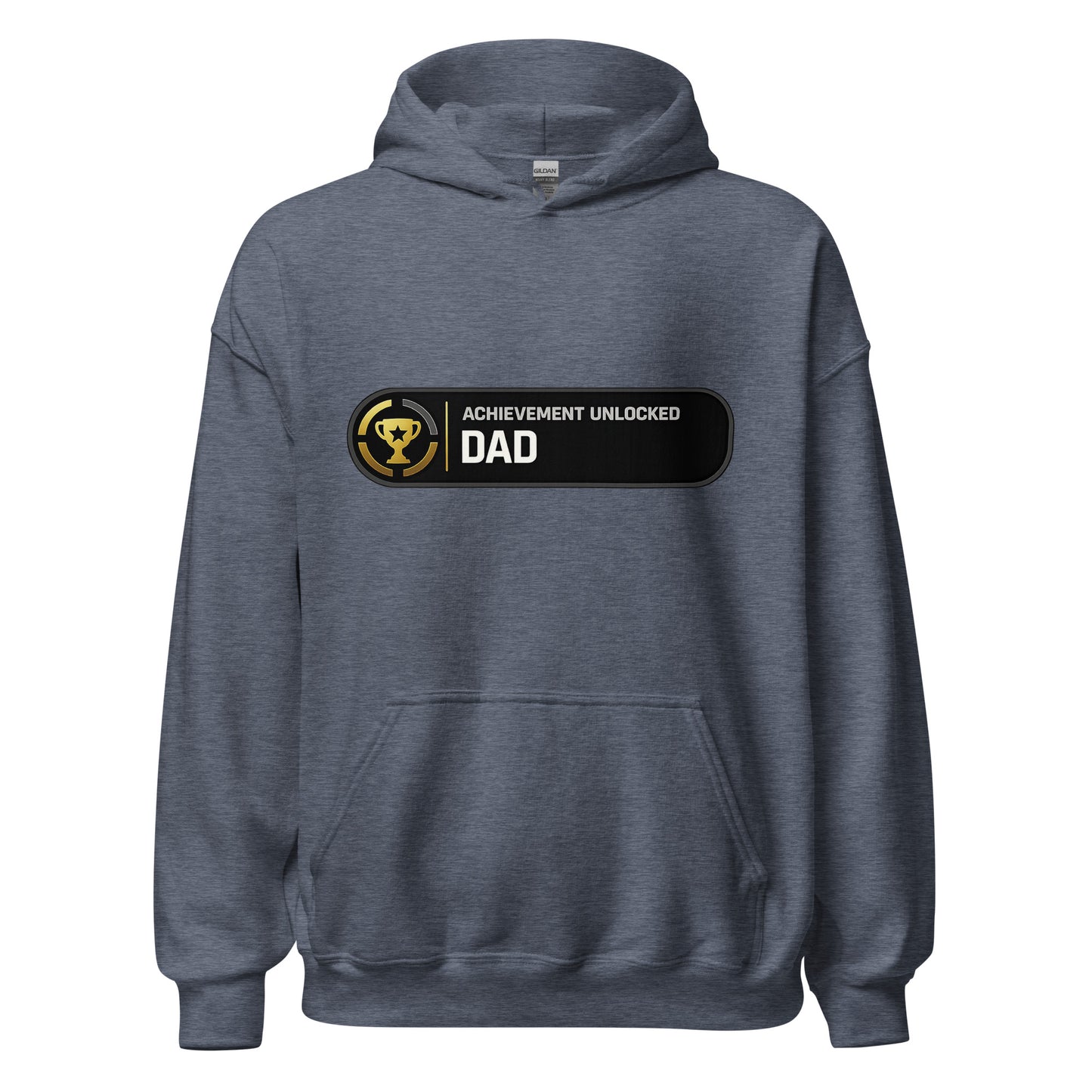 Achievement Unlocked Dad Xbox hoodie heather sport dark navy front