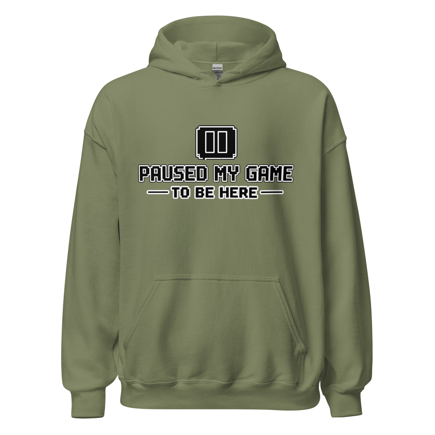 Paused My Game gamer dad hoodie military green front