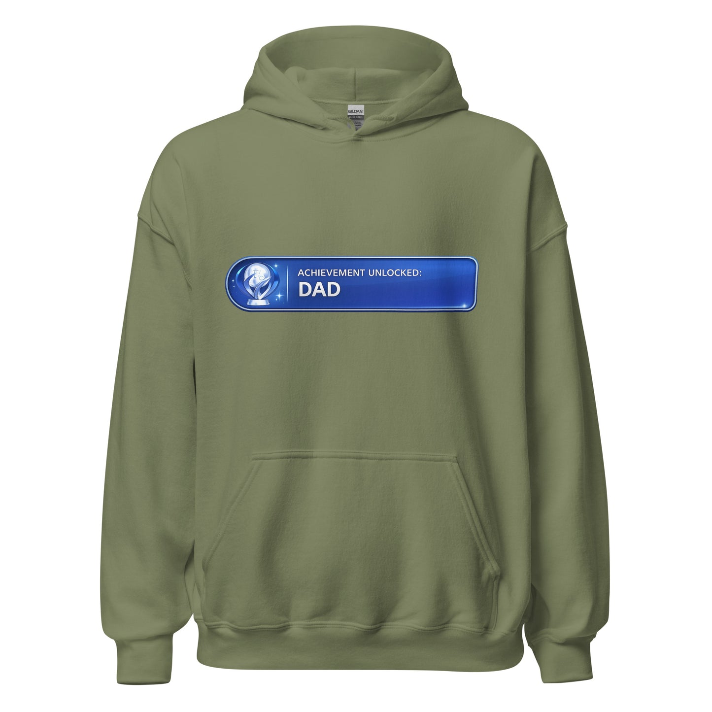 Achievement Unlocked Dad PlayStation hoodie military green front