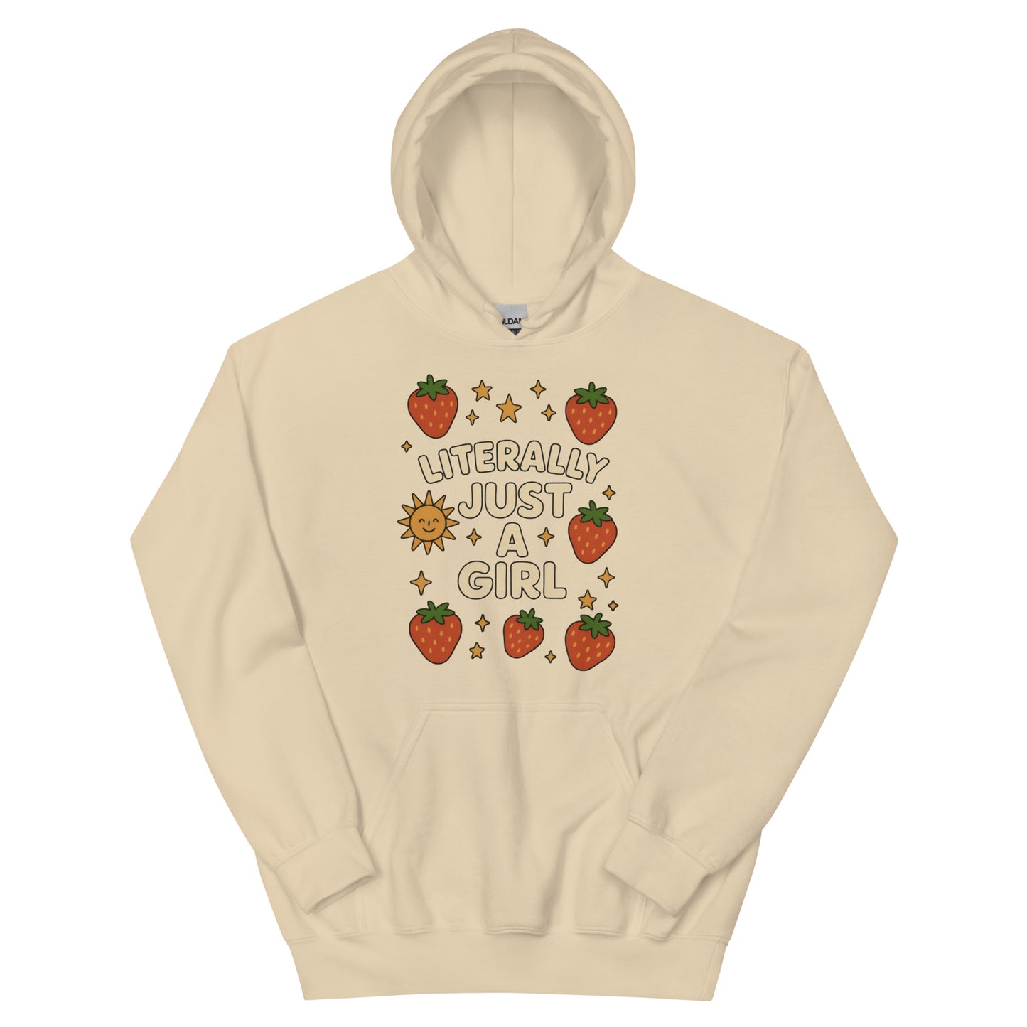 Just a Girl unisex hoodie sand front