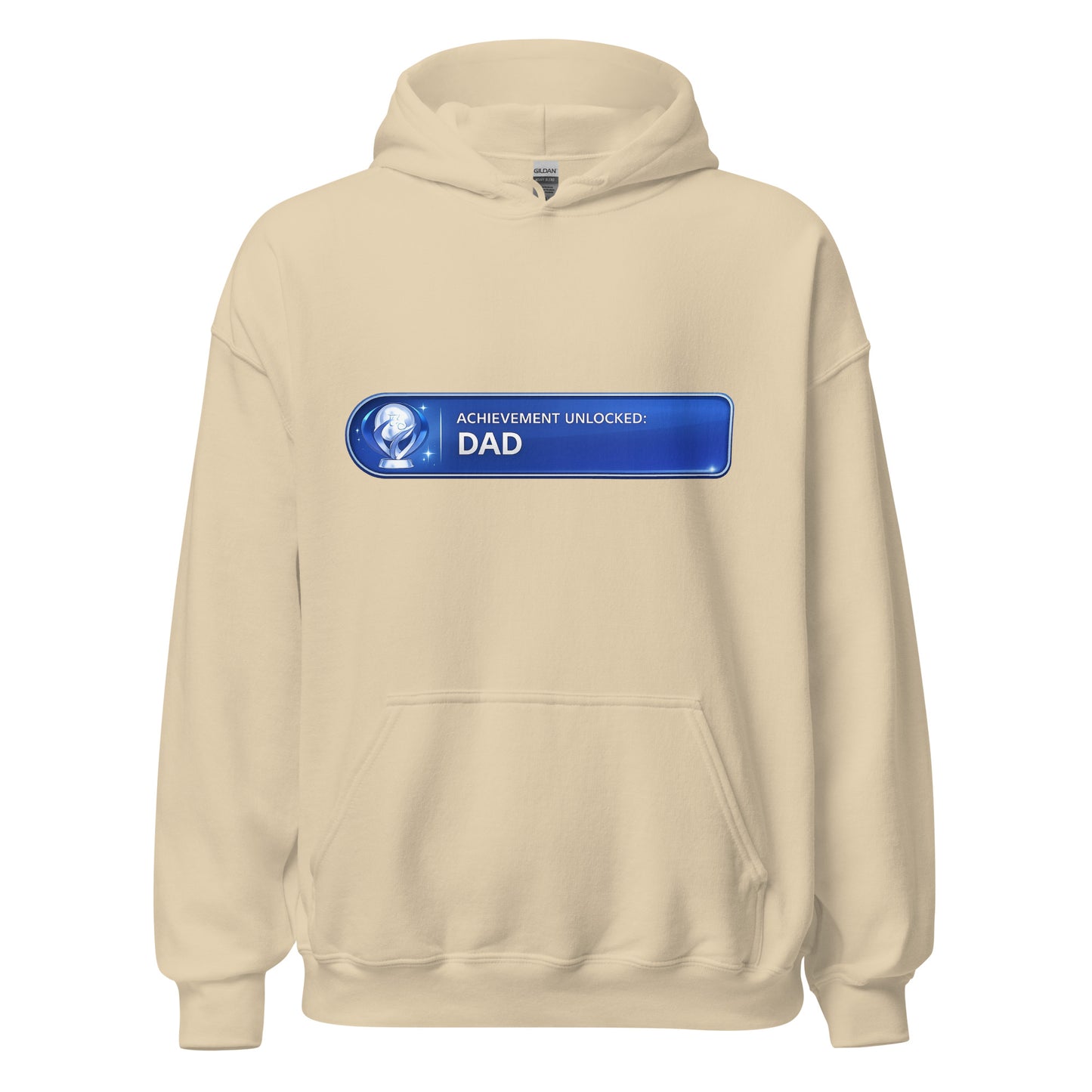 Achievement Unlocked Dad PlayStation hoodie sand front