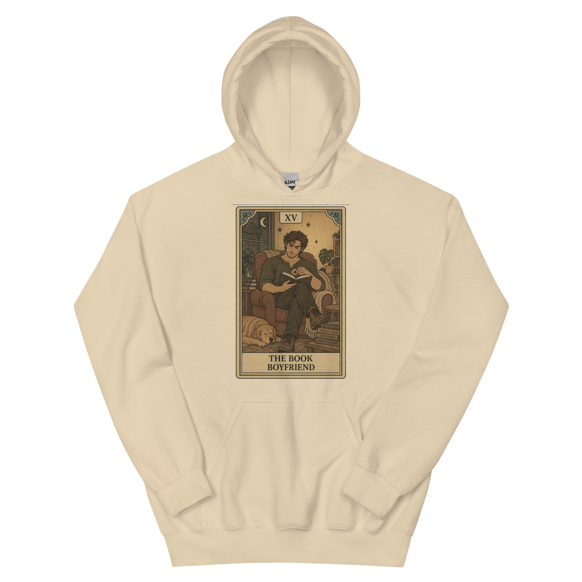 Book Boyfriend tarot card unisex hoodie in sand