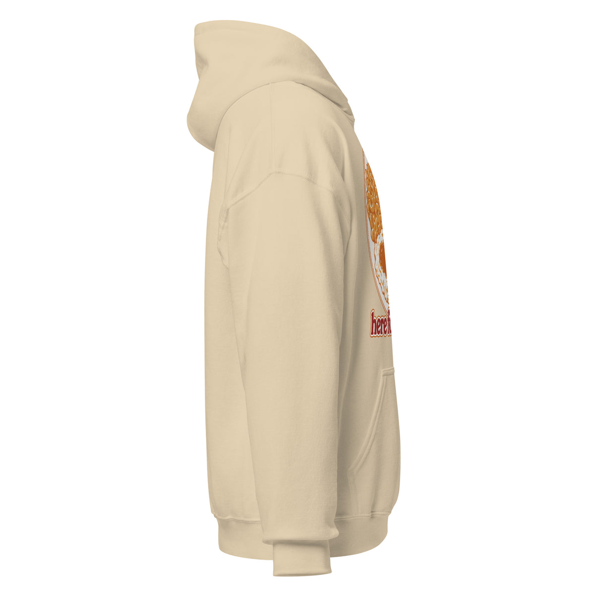 Here for the Sides unisex hoodie in sand, right side view