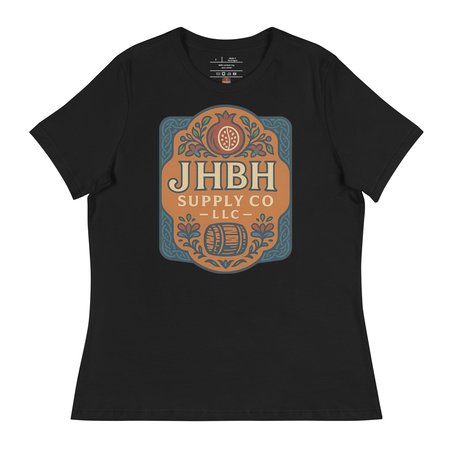 JHBH women's relaxed tee black front