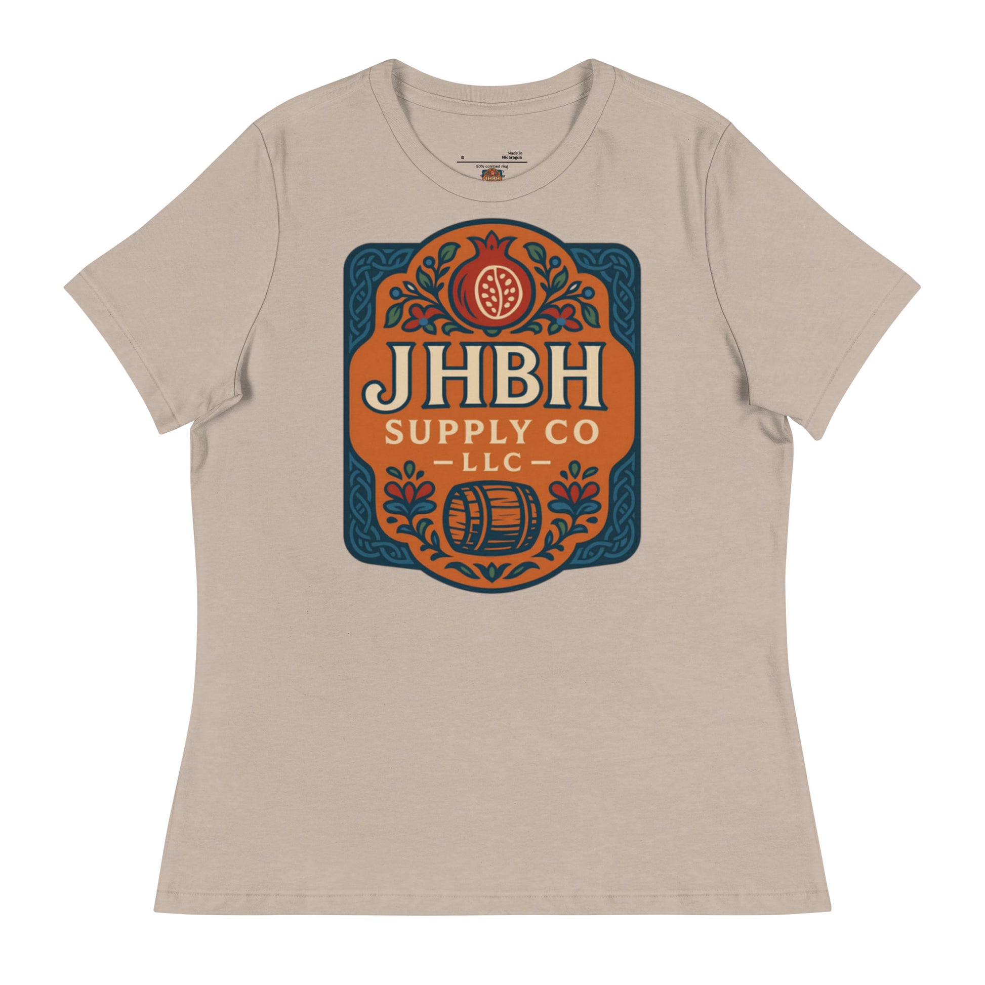 JHBH women's relaxed tee heather stone front