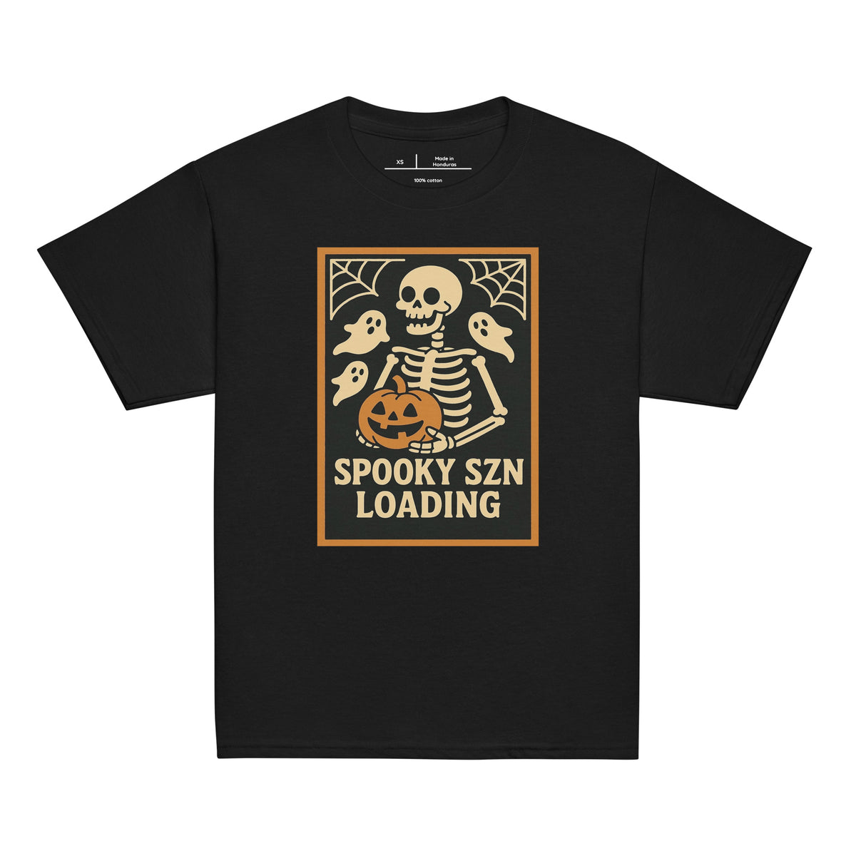 Spooky Szn Youth Tee in Black, front view