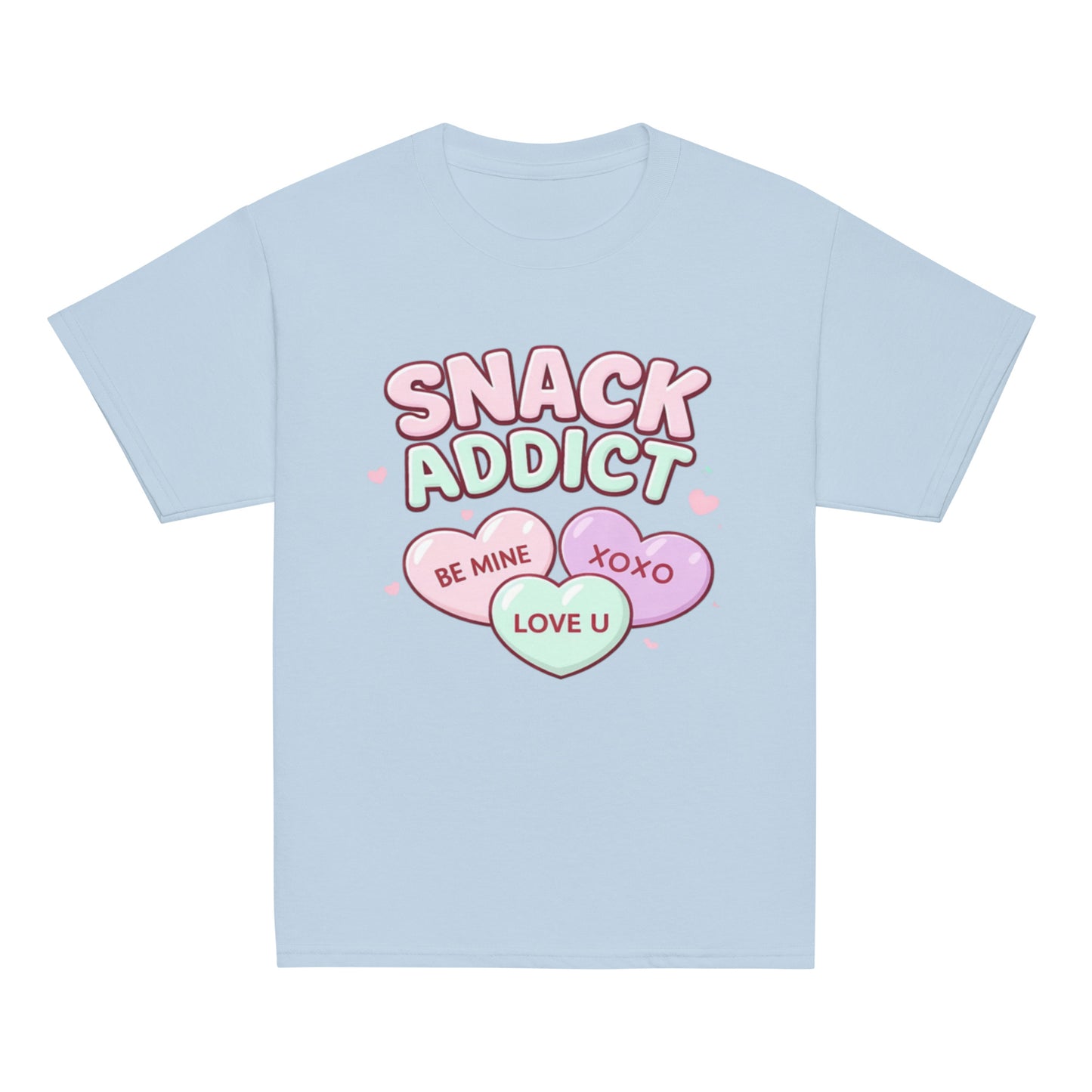 Valentine Snack Addict youth tee light blue