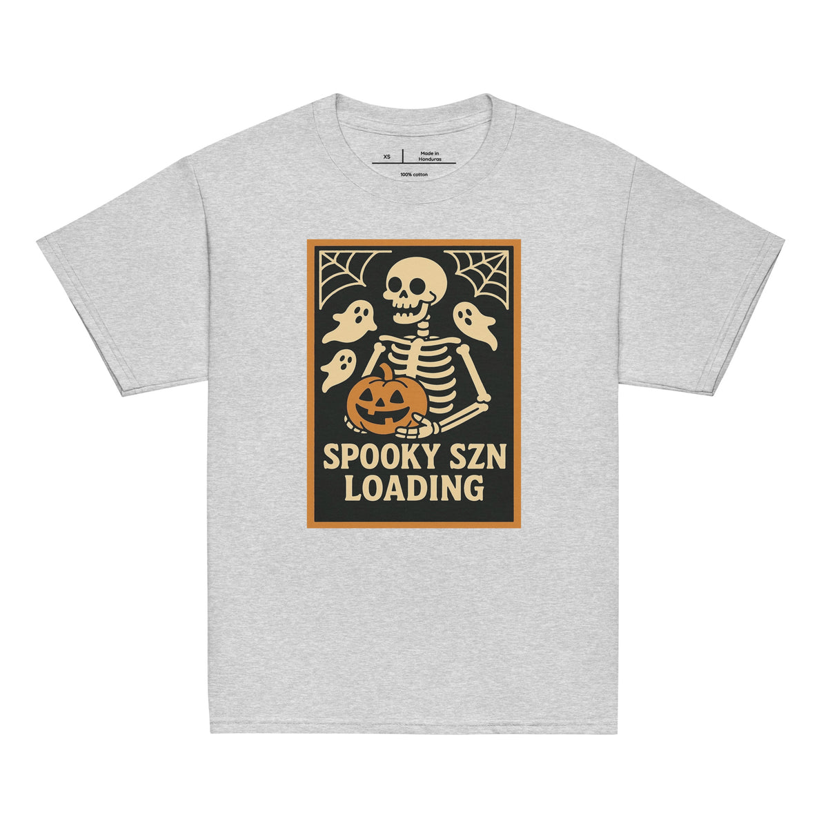 Spooky Szn Youth Tee in Sport Grey, front view